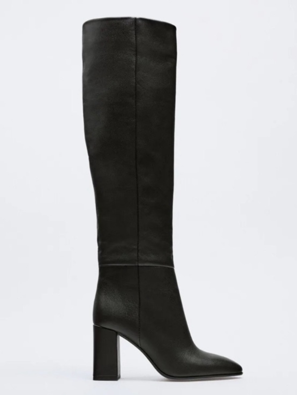 Zara Black Knee-High Heel Boots